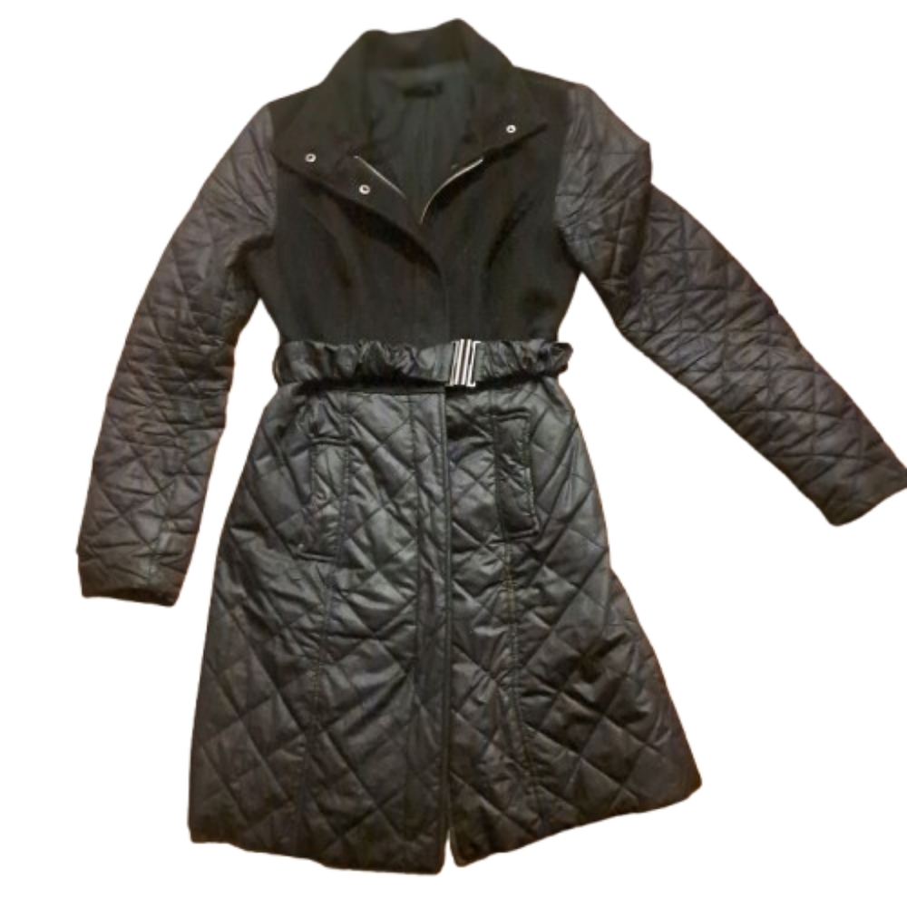 BCX Mid Length Quilted/ Faux Suede Lightweight Funnel Neck Jacket/ Coat SZ XS
